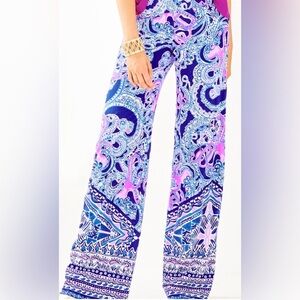 Lilly Pulitzer Bal Harbour Palazzo Pants | Legga Sea Print | Size XL EUC